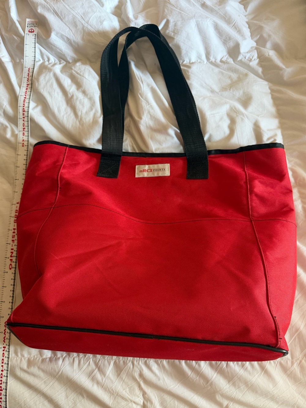 Vintage RCI Points Members Exclusive XL Red Canvas Tote Bag with Black Handle